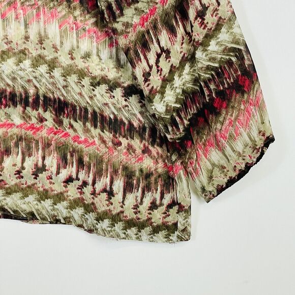 Chico's Brown Red Brush Stroke Sheer Chiffon Top‎ Shirt Blouse Womens 3 XL 16 - Picture 3 of 6